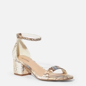 Brand New in Box, Never Worn. Blue Snake Sandals.